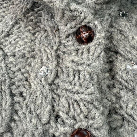 Victoria’s Secret PINK Wool Cable Knit Cardigan Belted Shawl Collar Rhinestone - Picture 7 of 10